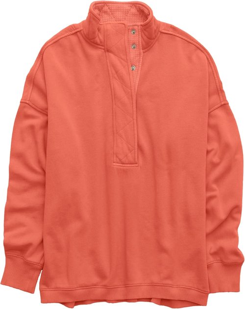 Gacaky Oversized Casual Sweatshirt - Long Sleeve Button Henley Neck Pullover for Women