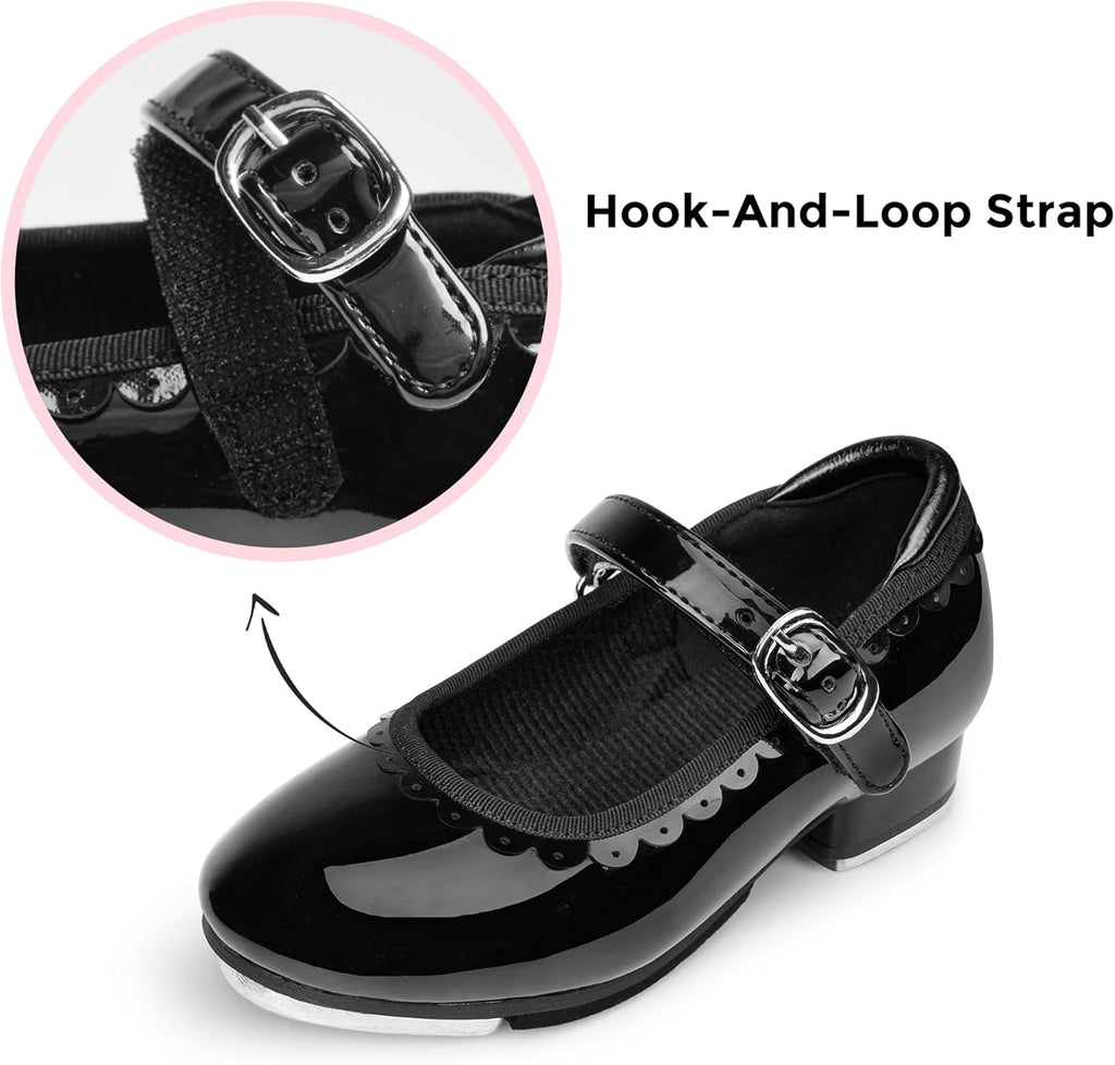 Stelle Tap Shoes for Girls - Easy Strap Scallop Design | Perfect for Toddlers to Big Kids