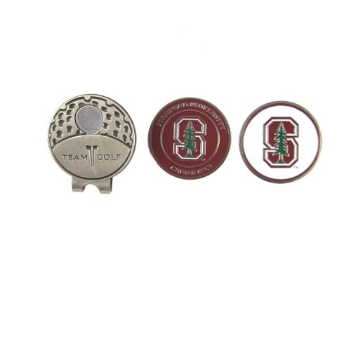 Team Golf NCAA Stanford Cardinal Cap Clip With 2 Golf Ball Markers Golf Cap Clip with 2 Removable Double-Sided Enamel Magnetic Ball Markers, Attaches Easily to Hats