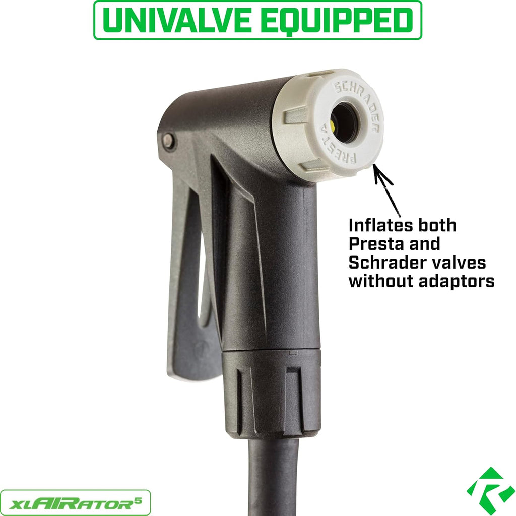 Revere xlAIRator 5 Bike Floor Pump - 160 PSI Dual Valve, Extra-Large Gauge & 41" Hose | Includes Patch Kit for Road & Mountain Bikes