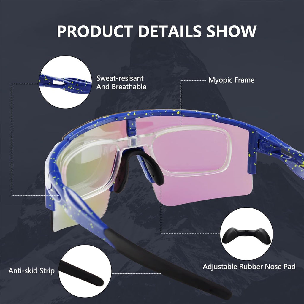 OULAIQI Polarized Cycling Sunglasses - Interchangeable Lenses for Men & Women | Lightweight & Durable
