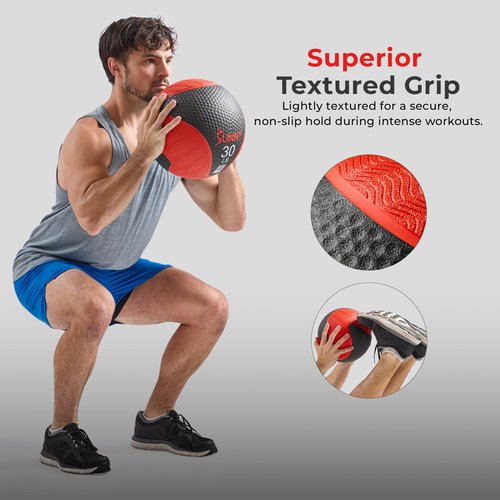 Sunny Health & Fitness 15LB Medicine Ball, Textured Rubber, Core Strength & Balance Training, Bouncing, Weight for Home Workouts SF-EB03-15