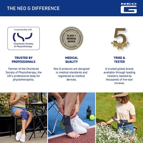 Neo-G Airflow Ankle Compression Sleeve - Sports, Daily Wear - Compression Ankle Brace, Tendonitis Support, Compression Ankle Support for Weak Ankles and Joint Pain - Airflow - L - Black