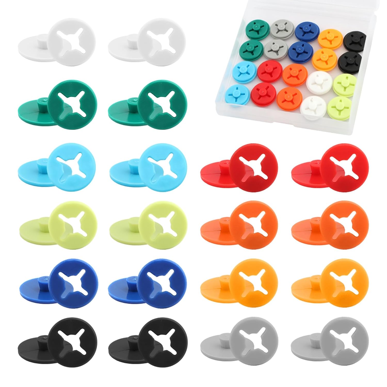 Skiennix Running Bib Clips - 20 Pairs Number Buckle Fixing System for Triathlons & Races | Includes Storage Box