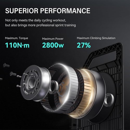 CYCPLUS Smart Bike Trainer - Brushless Motor with Gradient Simulator & Virtual Shifting | Silent Indoor Cycling