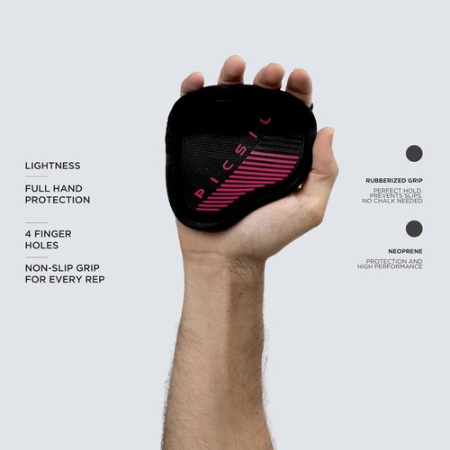 PICSIL - Fitness Grips Pads | Alternative to Gym Gloves | Strong Neoprene Grip for Weightlifting & Cross Training | Suitable for Men & Women | Design for Dumbbells and Pull Ups | One Size | Dirt