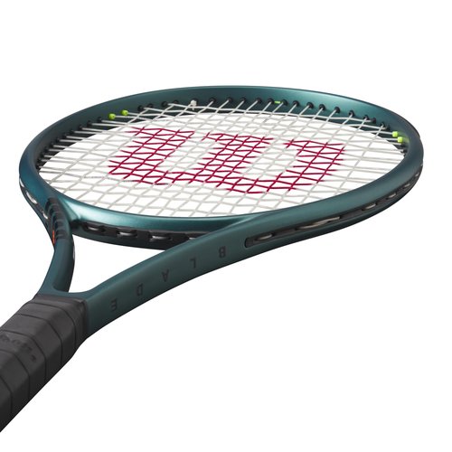 Wilson Blade 100 V9 Strung Performance Tennis Racket - Grip Size 3 - 4 3/8", Strung with Sensation 16 Natural at Mid Range Tension