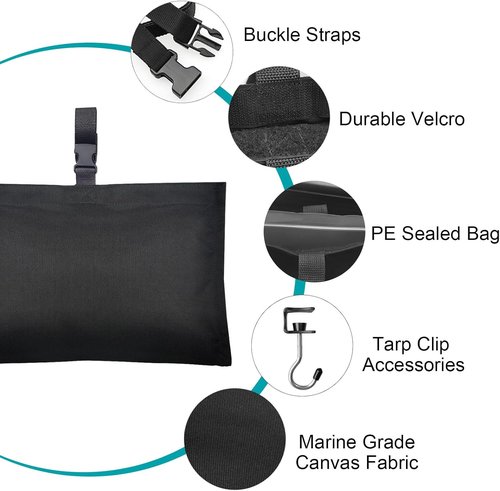 Boat Cover Sand Bags by [Brand Name] - 900D Marine Grade Weighted Bags for Mooring & RV Covers