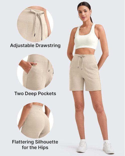 G4Free Women's High-Waisted Athletic Running Shorts - Casual Golf & Yoga Shorts with Pockets