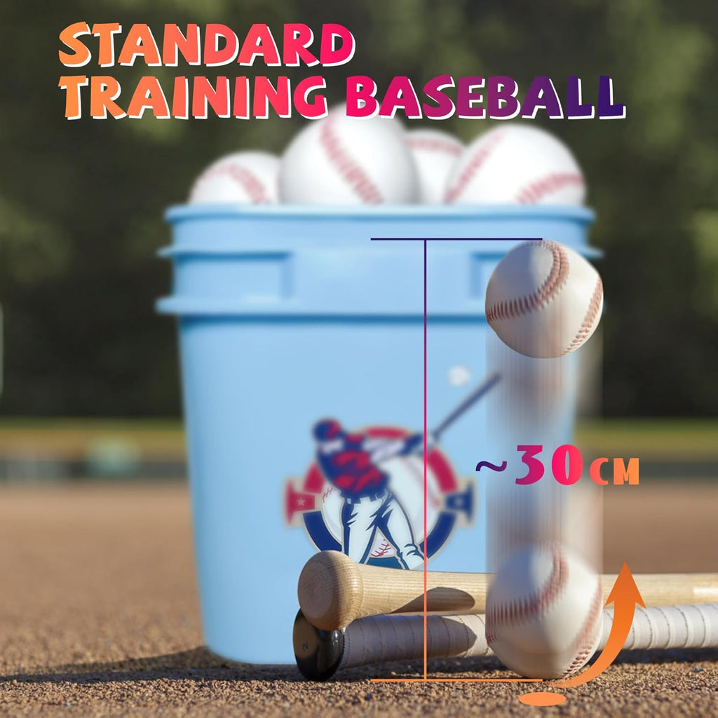 Skiennix Youth 12U Soft Leather Baseballs - 24 Count Durable Practice & Game Balls with Bucket
