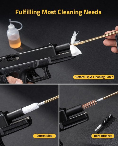 CVLIFE Gun Cleaning Kit - 9mm/.380/.357 Caliber Pistol Cleaning Set with Bronze Bore Brush & Organizer Case