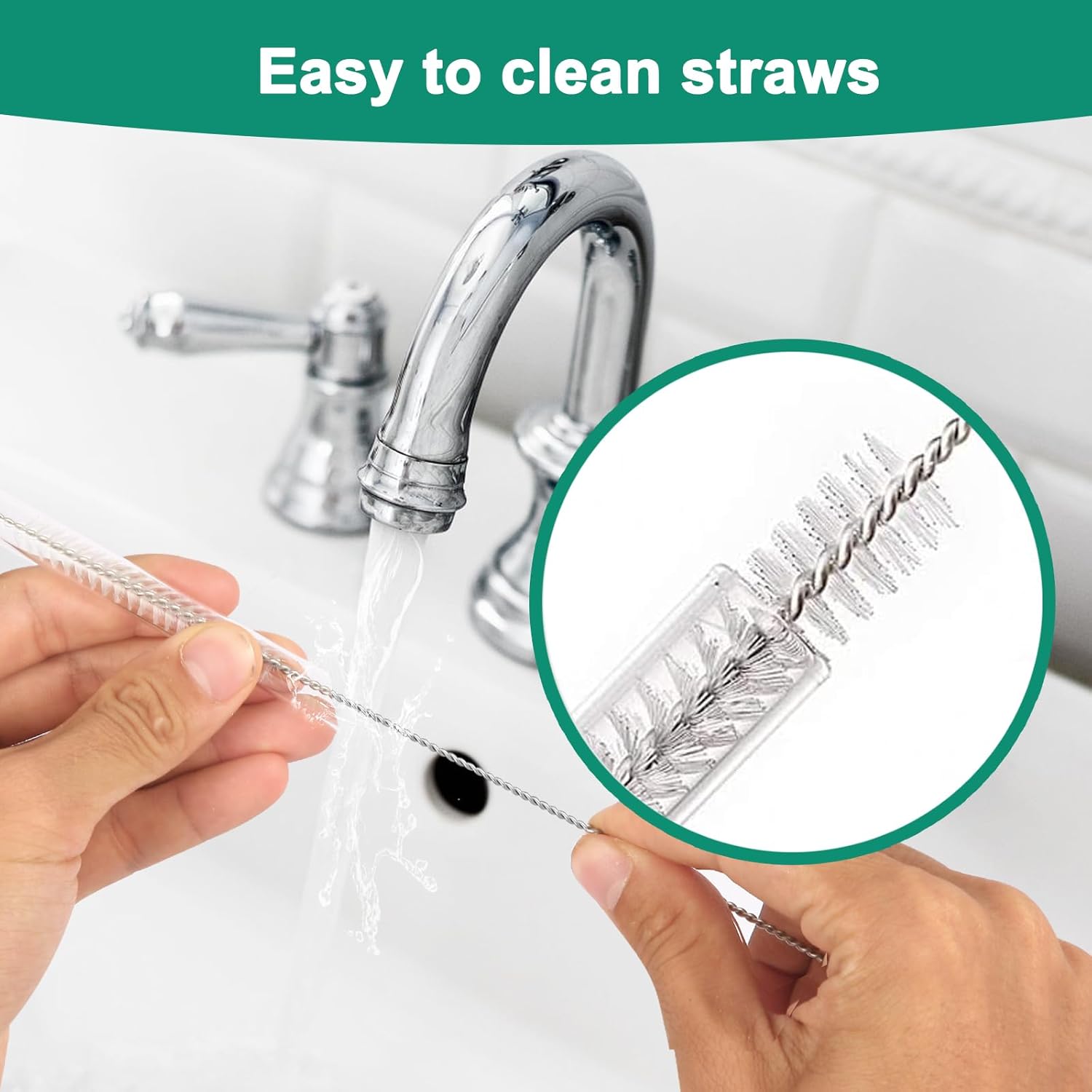 Owala 25 oz Water Bottle Straws - BPA-Free Reusable Transparent Straws with 2 Cleaners | 6-Pack