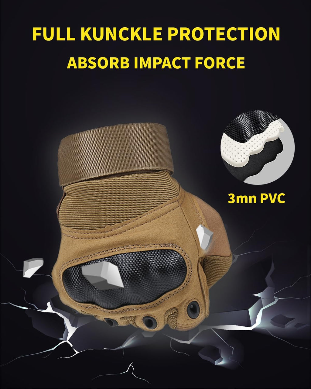 Skiennix Tactical Gloves - Hard Shell Knuckle Protection | Leather Palm for Shooting & Motorcycle Sports