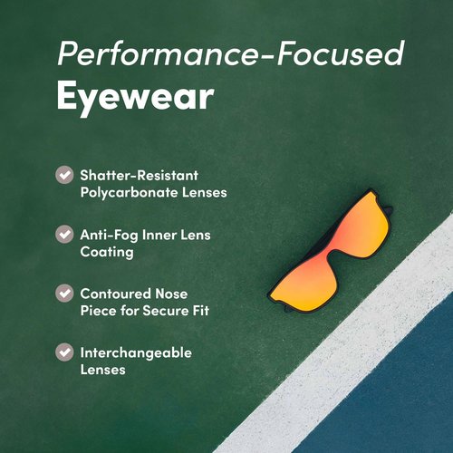 CRBN Pickleball - Drift Pickleball Glasses for Men & Women - Eye Protection - Photochromic Lens Provides Sun & Impact Protection in All Conditions - Meets ANSI Z87.1 & Z80.3