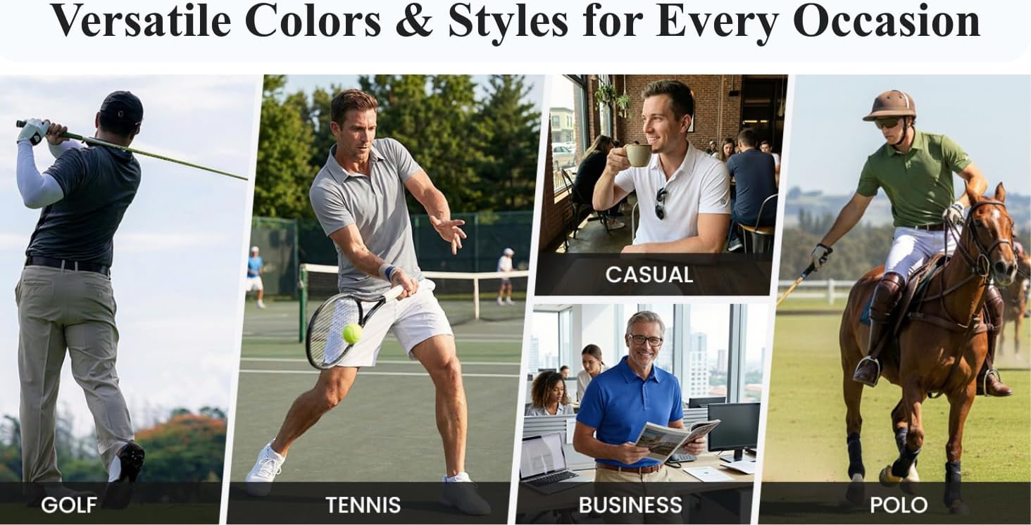 PINSPARK Men's Polo Shirt - Performance Moisture-Wicking Golf Shirt with UPF 50 Protection | Quick-Dry Casual Collared Design