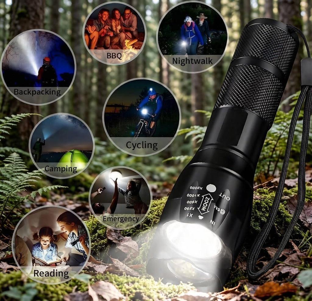 Skiennix LED Flashlights - 10 Pack High Lumens Tactical Flashlights with 5 Modes | Waterproof & Zoomable for Camping, Hiking, and Emergency Use