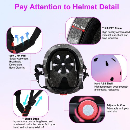 DINILEMU Kids Toddler Bike Helmet for Kids 3-5-8-14 Skateboard Helmet for Roller Skate Scooter Inline Skating Longboard Boys Girls Bicycle Helmet Pink Purple