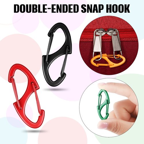 Moxweyeni 20 Pcs Zipper Clip S Carabiner Clips Small Alloy Snap Hook Anti Theft 1. 6 Inch Mini Dual Wire Gate Interlocking Keychain Clip Attachment for Women Men Camping Hiking(Bright Colors)
