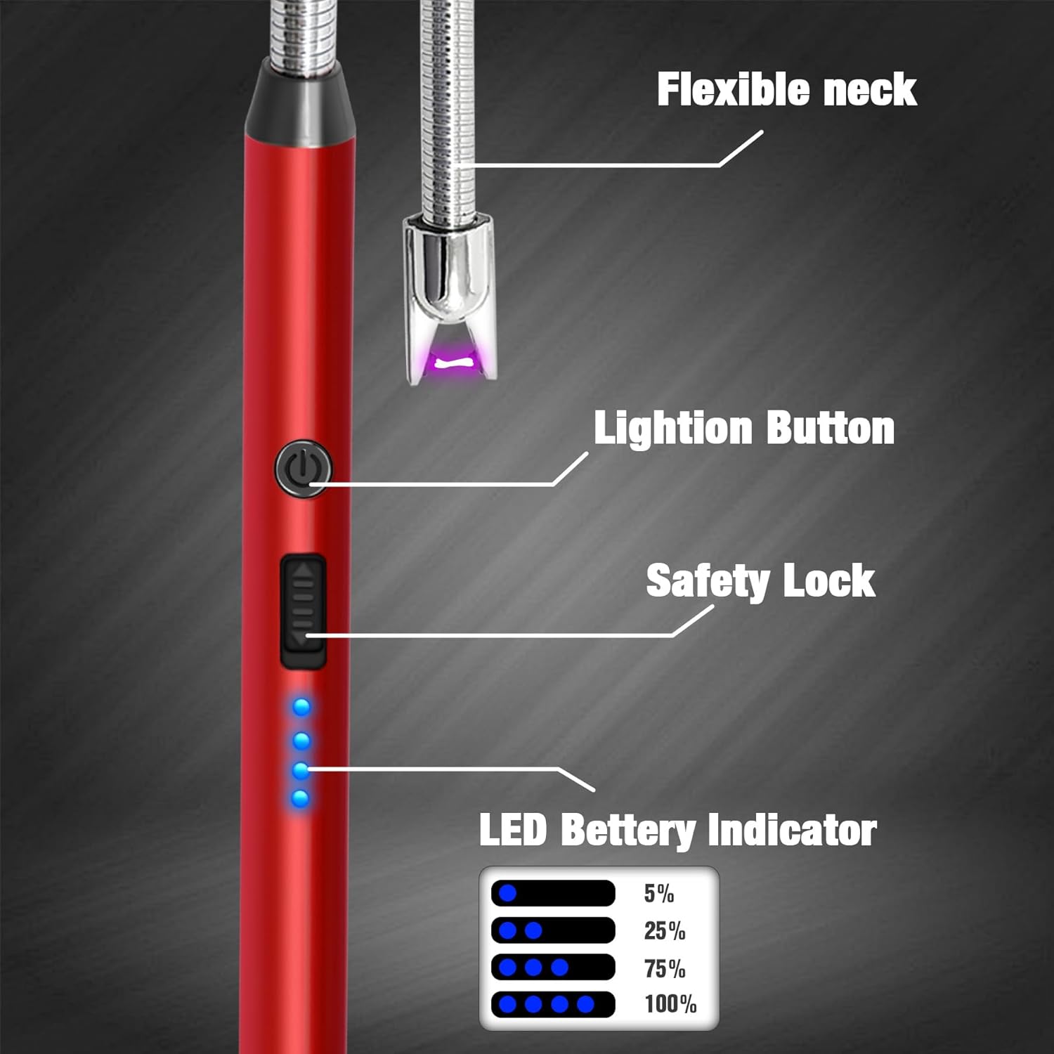 Skiennix Electric Candle Lighter - Rechargeable Flameless Arc with Flexible Neck | 5-Pack for BBQ, Camping, Birthdays