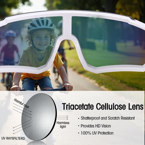 COASION Kids Baseball Sunglasses - Durable Sports Shades for Boys & Girls Ages 3-10 - Adjustable Strap