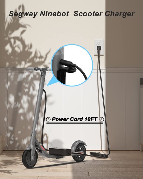 VHBW 42V RCA Scooter Charger for G30 G30P G30LP MAX G2 E3 Pro E3 DLX2 Pro, Compatible with Segway Ninebot Electric Scooter, 1.7A Charging Adapter, 8mm Round Plug with LED Indicator