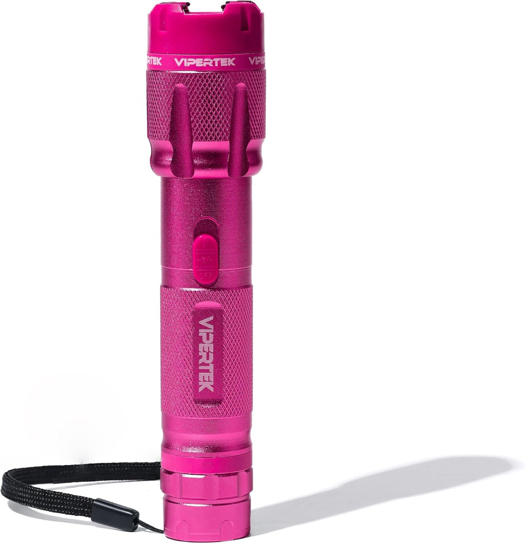 VIPERTEK VTS-T03 Stun Gun - Rechargeable Self Defense Device with LED Flashlight | Pink Color