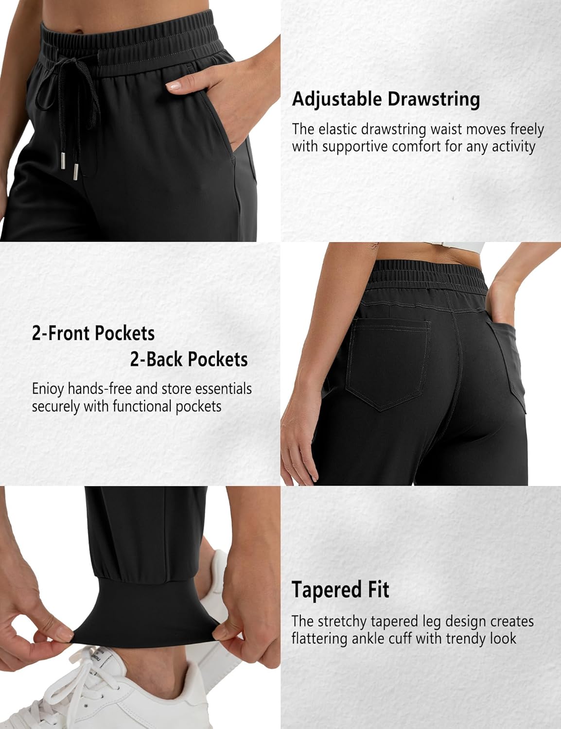 VOOVEEYA Women's Yoga Joggers - Stretchy High Waist Sweatpants with Pockets for Workout & Travel