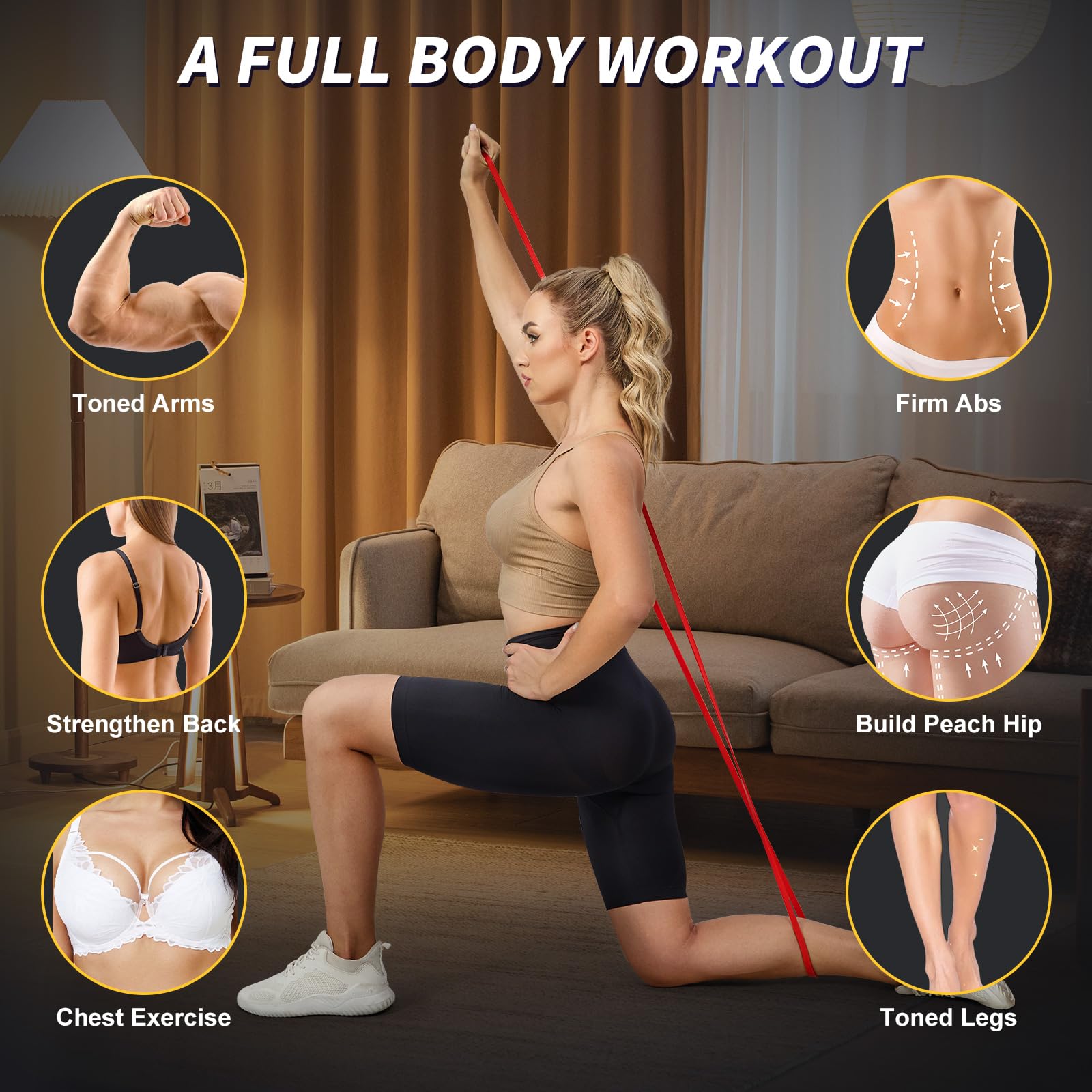 Pull Up Bands, Resistance Band, Pull Up Assistance Band, Long Exercise Workout Resistance Bands Set for Working Out, Fitness, Training, Physical Therapy for Men Women