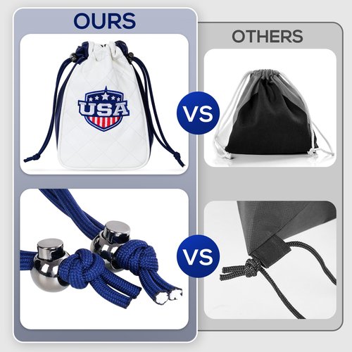 CRAFTSMAN GOLF USA Shield Leather Golf Valuables Pouch Bag Drawstring Closure Diamond Pattern