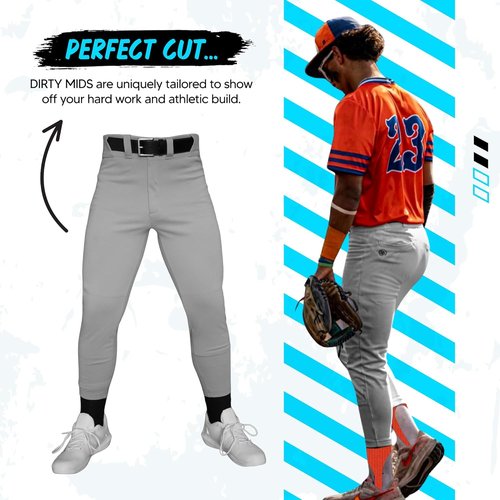 Dirty Mids Original Youth Baseball Pants - Pro Fit, Reinforced Knees, Anti-Slip Waistband | XX-Small