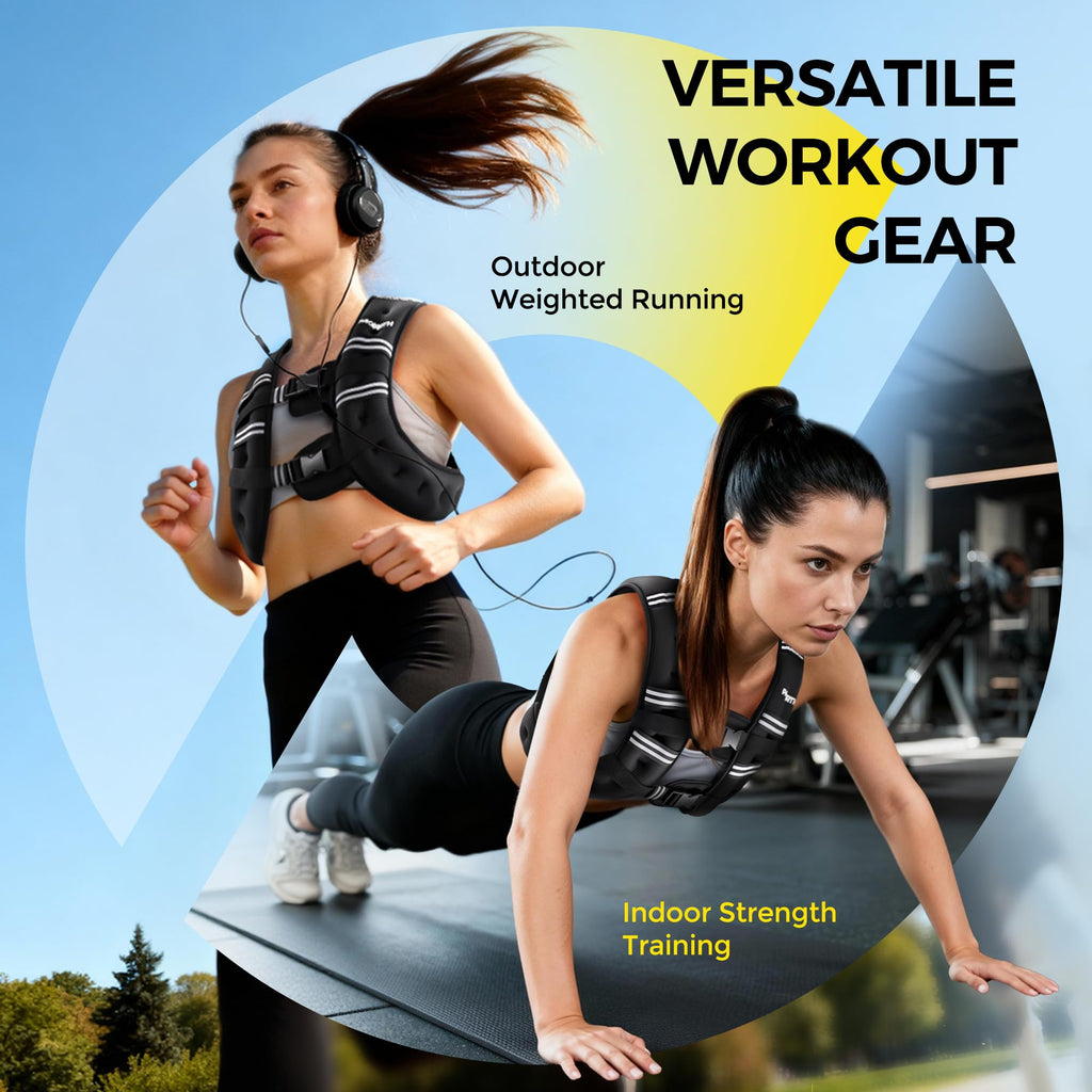 PACEARTH Weighted Vest, 6lb/12lb/16lb/20lb/25lb/30lb Weight Vest with Reflective Stripe, Body Weight Vests Adjustable for Men, Women Workout, Strength Training, Running, Walking, Jogging