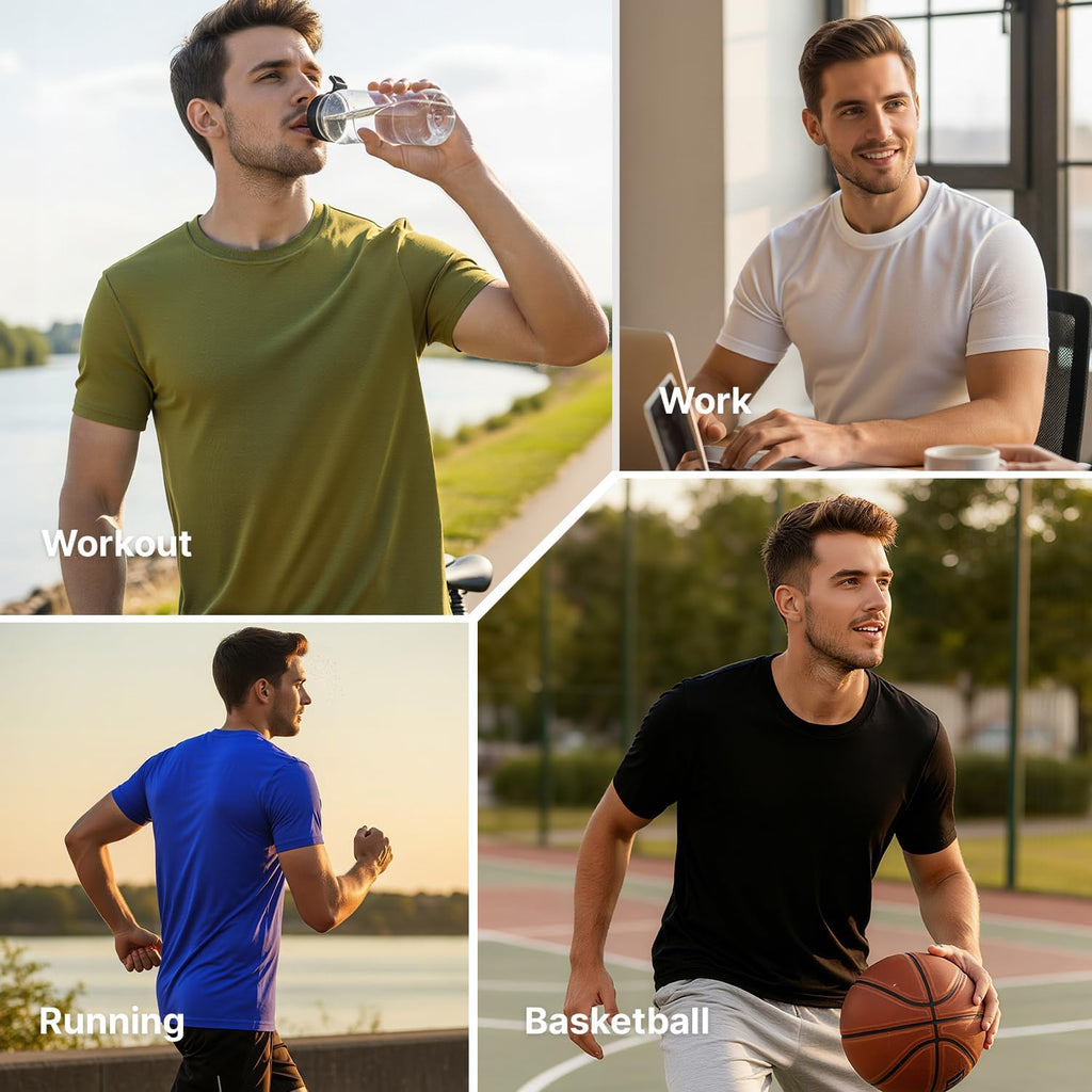 Skiennix Men's Athletic T-Shirts - Quick Dry, Moisture-Wicking Workout Shirts | 5 Pack for Running & Training