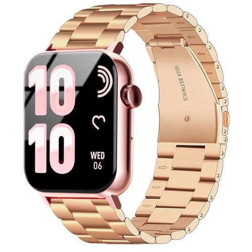 Lamshaw Compatible with Trendia Smart Watches Bands, Quick Release Stainless Steel Metal Replacement Straps Compatible with Trendia 1.83" TG09 Smart Watches (Rose Gold, 22mm size band)