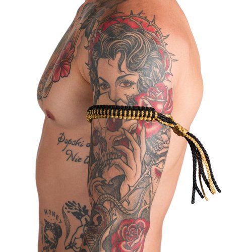 SIAMKICK Muay Thai Prajiad Armbands, Traditional Handmade Muay Thai Armband, Authentic Wai Kru Thai Boxing & Kickboxing (Set of 2) (Cosmic Gold)