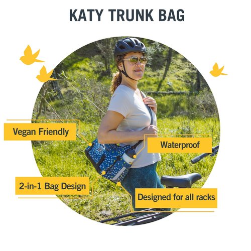 Po Campo Katy Bike Trunk Bag – Rear Bicycle Rack Storage – Waterproof, Colorful Bike Bag That Easily Converts to a Crossbody for Women and Men (Bubbly)
