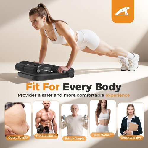 Ab Machine,Sit Up Exercise Equipment& Core Machine, Workout Equipment,Adjustable Ab Trainer with 3 Resistance Levels and Removable Auxiliary Handle,Home Gym Fitness Equipment for All Ages Grey