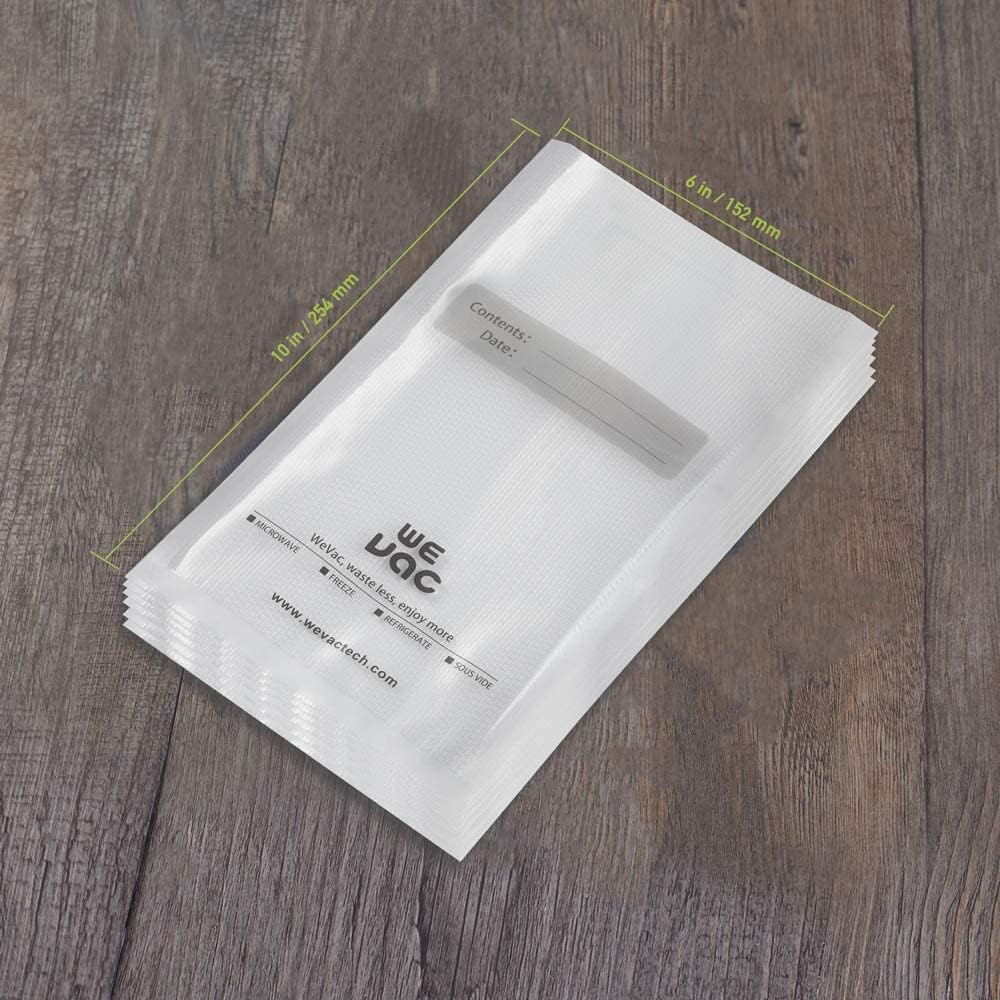 Wevac Vacuum Sealer Bags - Commercial Grade 100 Pint, 6x10 Inch | BPA Free, Heavy Duty for Food Storage