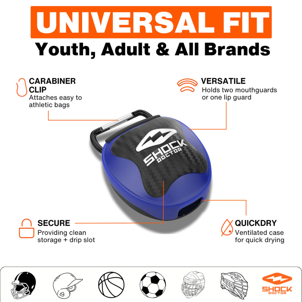 Shock Doctor Mouth Guard Case, Ventilated, Universal Storage for Mouthguard, Adult & Youth Sizes