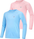 Boys UPF 50+ Swim Shirt Long Sleeve, 1 or 2 Pack UV Sun Protection Rash Guard, Youth Kids SPF Water Shirts for Beach Surf