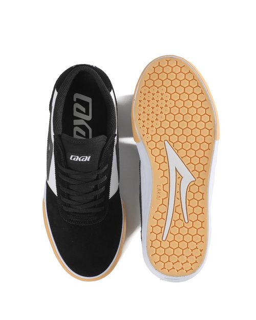 Lakai Manchester Mens Skate Shoes – Black White Gum Toe Low-Top Skateboard Sneakers for Men – Size 10