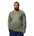 Columbia Men's PFG Terminal Tackle Long Sleeve Fishing Shirt, Cypress Heather/Carbon Logo, X-Large Tall