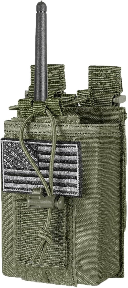 FRTKK Tactical Radio Holder - Heavy Duty Molle Pouch for Two-Way Walkie Talkies | Army Green
