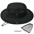 Sun Hats for Men Women Bucket Hat UPF 50+ Boonie Hat Foldable UV Protection Hiking Beach Fishing Summer Safari with Removable Head Net Mesh(1pack-Black)