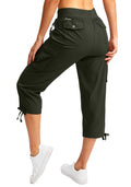 Soothfeel Women's Cargo Capris Pants with 6 Pockets Lightweight Quick Dry Travel Hiking Summer Pants for Women Casual (Army Green, XXL)