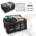 YEEGO DIRECT Bike Basket Rear, Folding Large Capacity Rear Bike Baskets, Collapsible Bicycle Storage Bike Milk Crate Rear Rack,Waterproof Cover for Shopping,Outings,Pets E-Bike Accessories (Black)
