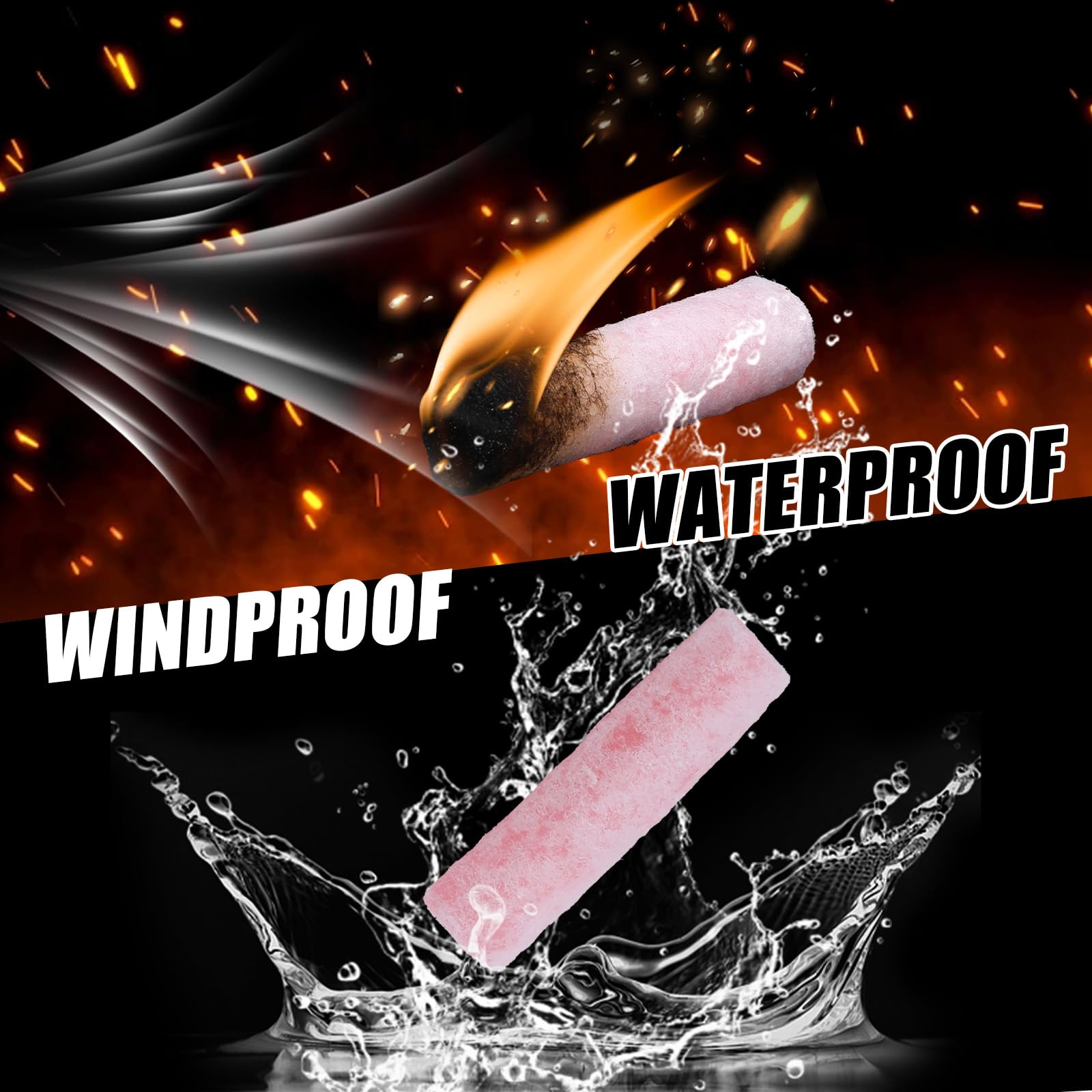 ZTTM 60 Pack Waterproof Fire Starters with 5+ Minute Burn for Camping, Emergency, Fire Pits, Grills,Non-Toxic