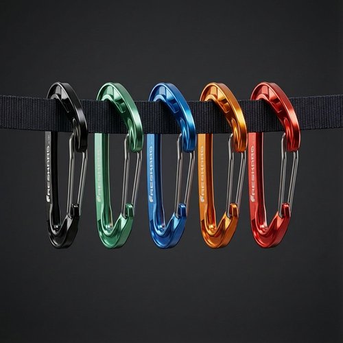 FresKaro 15kN Heavy Duty Wiregate Carabiners Clips, Wire Gate Spring Snap Quick Draws, for Camping Hiking, Hammocks, Aluminium Caribeaners for Backpacking and Dog Leash, 4Pack, Black, Medium Size