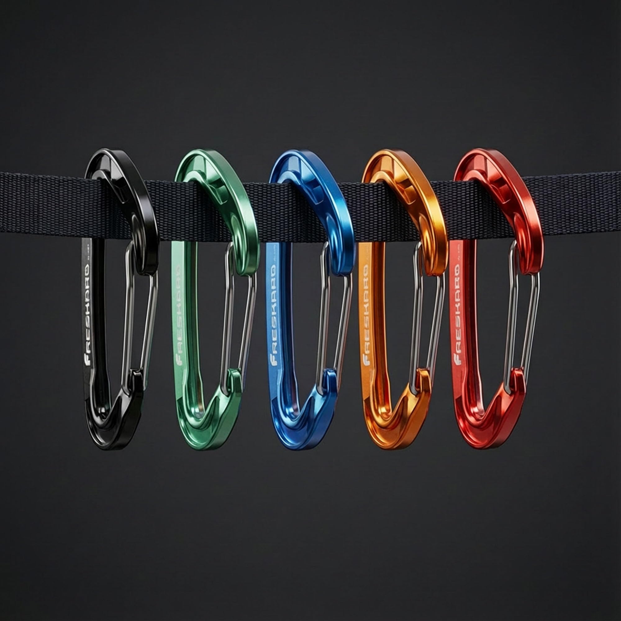 FresKaro Wire gate Carabiner Clips, 15kN WireGate Caribeener Heavy Duty, Caribeaner Spring Snap Hooks, D Ring, Strong, Lightweight, 4Pack for Keychain, Key, Gym, Outdoor Camping, Medium Size, Orange