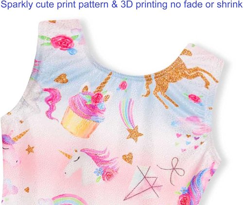Domusgo Gymnastics Leotard for Girls - Sparkly One-Piece Pro Unitard with Shorts