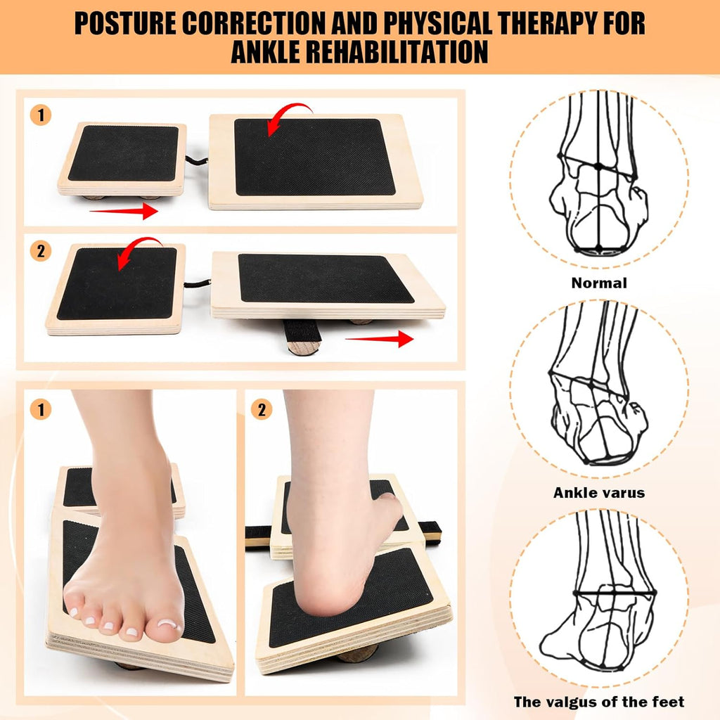 Skiennix Ankle Strengthener | Non-Slip Wood Balance Board for Injury Recovery & Training